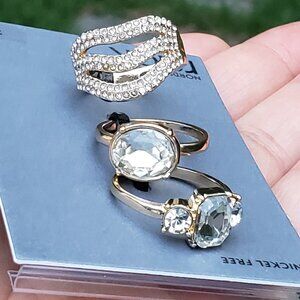 Nordstrom Rack - Gold Tone Crystal Ring Set Stackable 3 Piece Set - NWT
